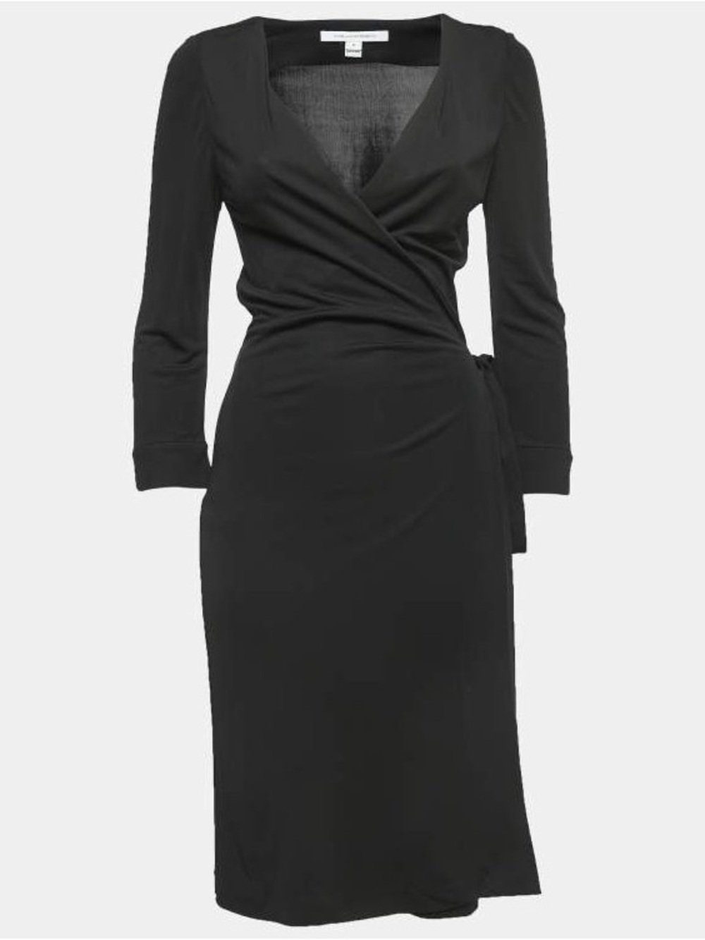 Diane Von Furstenberg Black Jersey Wrap Mini Dress L - Timeless